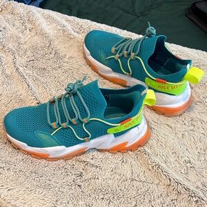 Teal and Orange Women's Sneakers
